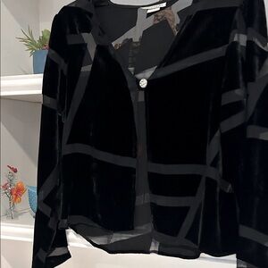 Black Sheer Blazer with Geometric Design